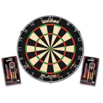 Dartscheibe Winmau Set, Blade 6 + 2x Set Steeldarts Broadside