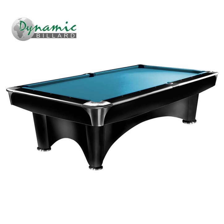 Pool-Billardtisch Dynamic III 8ft. glänzend-schwarz, Tuch Simonis 860 electricblue