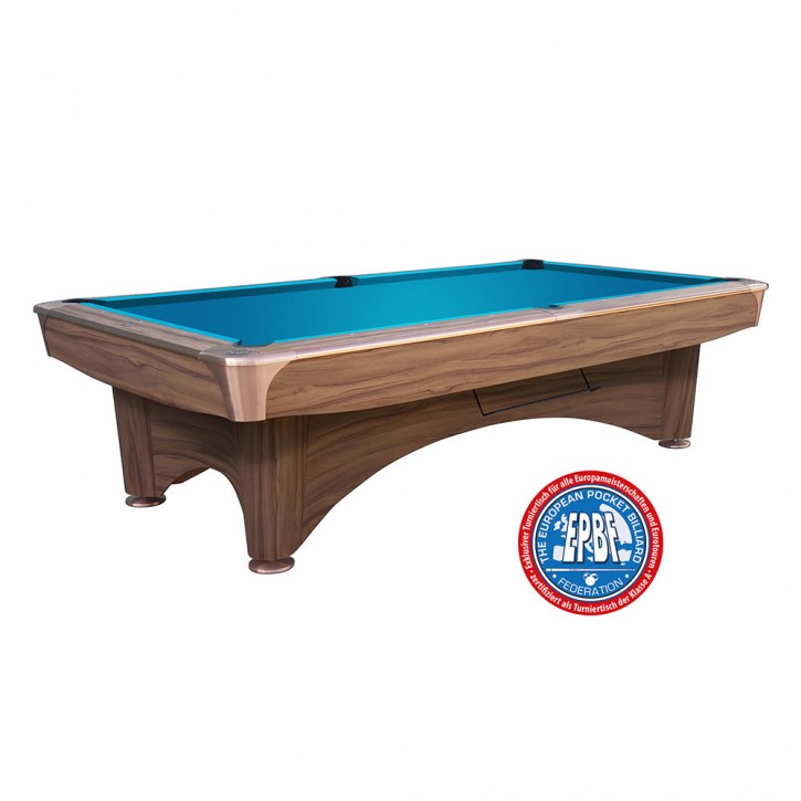 Pool-Billardtisch Dynamic III 9ft. modern-braun, Tuch Simonis 760 electricblue